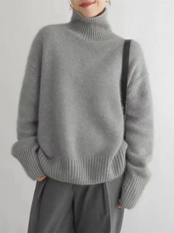 Avery Comfy Soft Turtleneck Sweater — close-up view