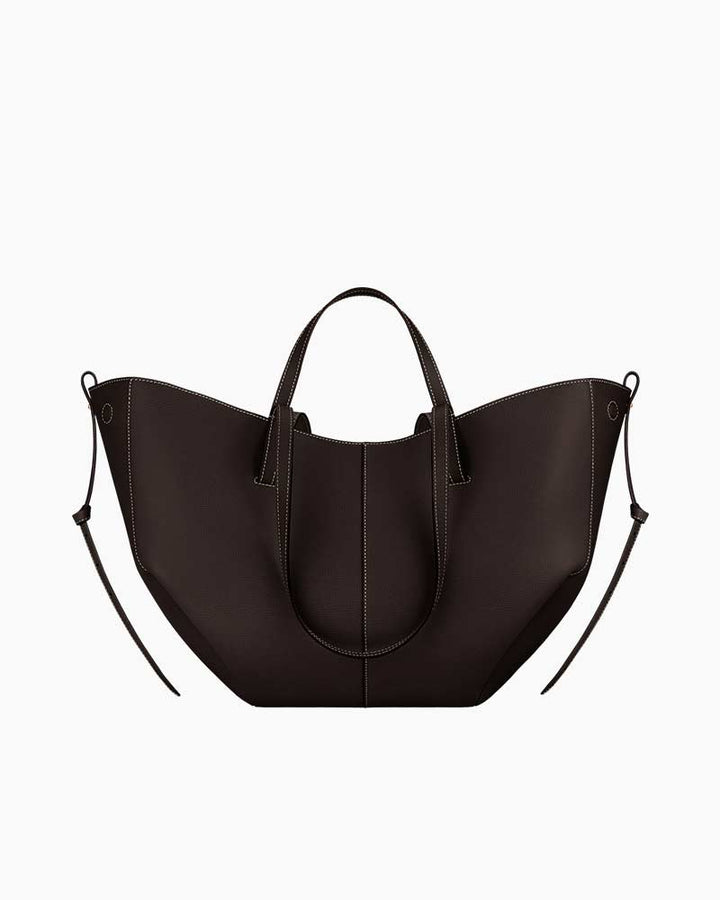 Cyme luxury leather handbag ebony distinctive wave silhouette
