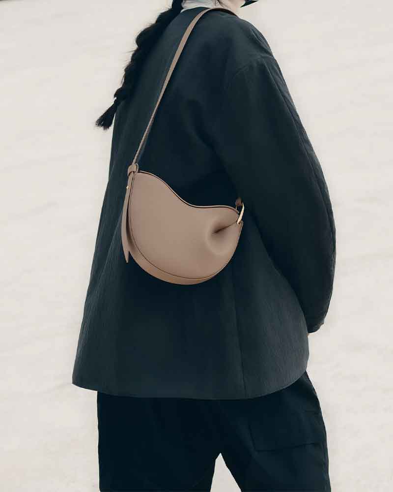 Weekend Stroll Textured Taupe Shoulder Bag