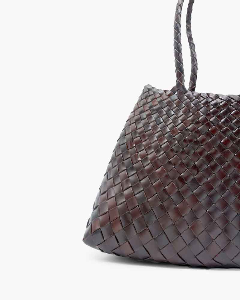 Everyday City Escape Dark Brown Woven Leather Tote