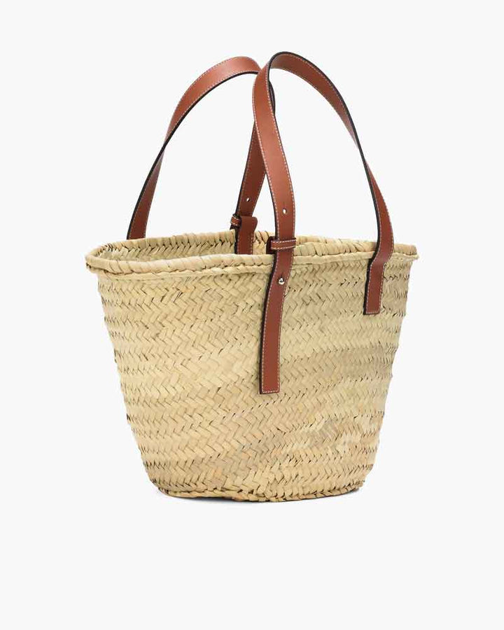 Weekend Market Woven Straw Basket Tote