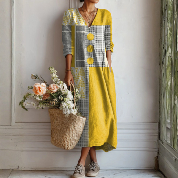 Emma Linen Comfort Dress — front view