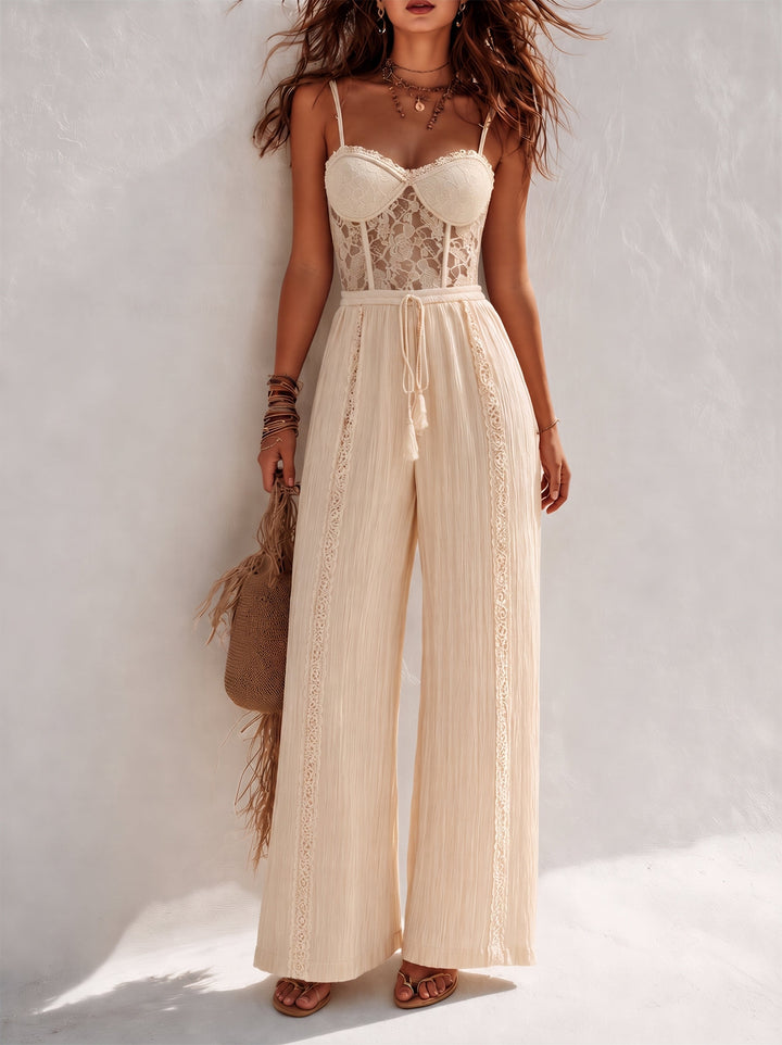 Bohemian lace jumpsuit back view