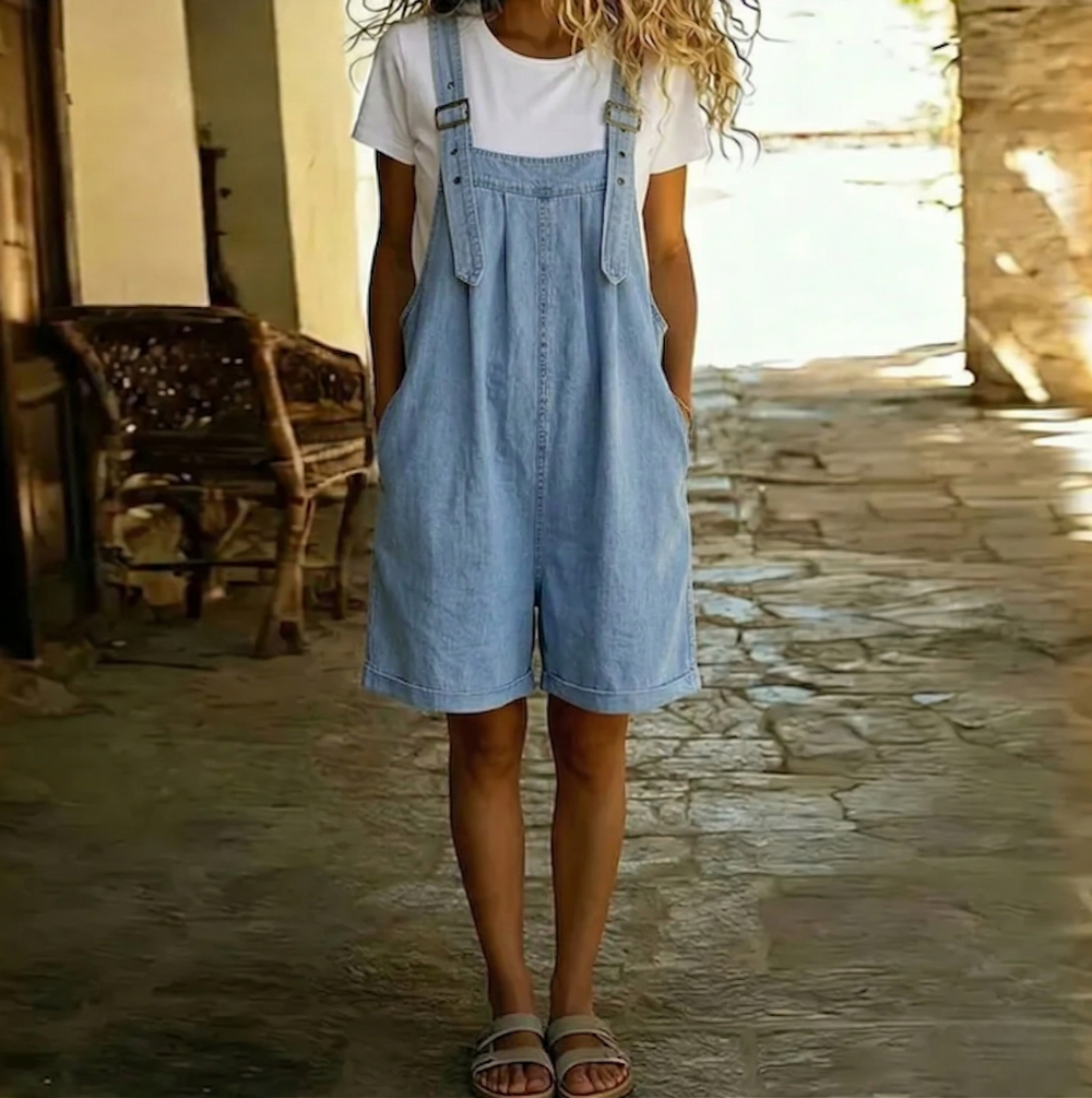 Saylor Denim Overalls — lifestyle shot
