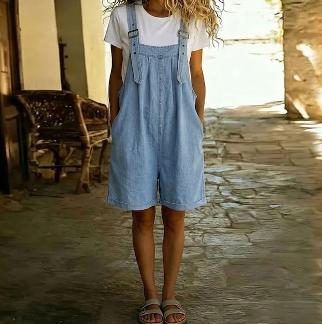 Saylor Denim Overalls — lifestyle shot