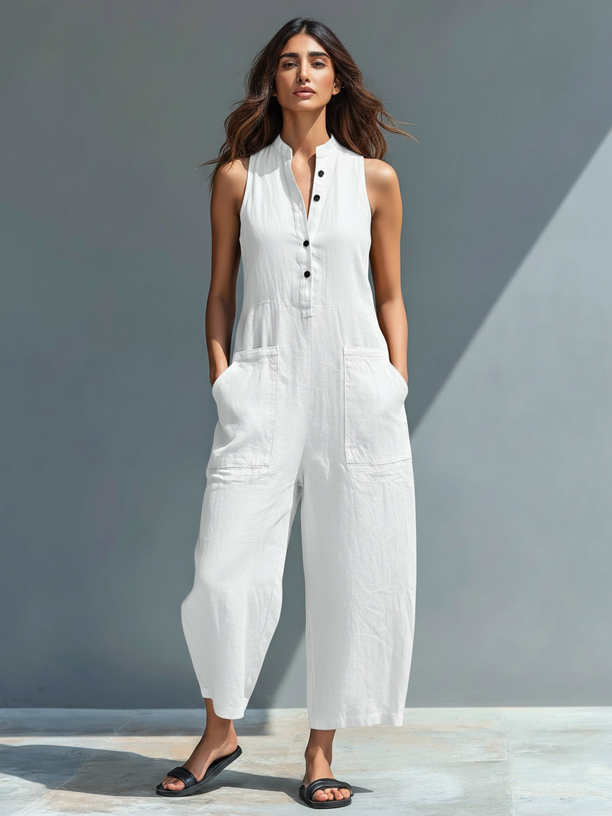 Black Sleeveless Jumpsuit — lifestyle shot