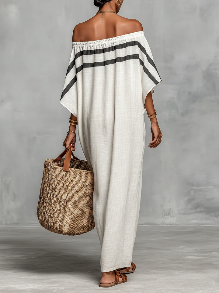 White Batwing Maxi Dress — lifestyle shot