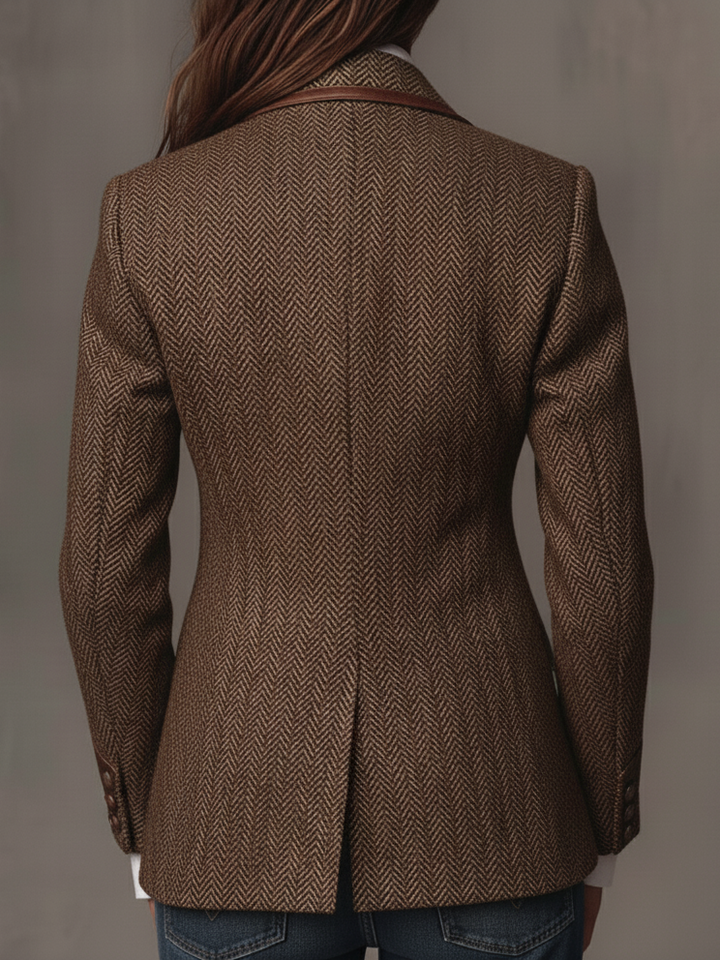 Printed panels tweed blazer back view