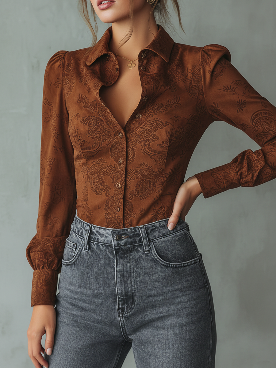 Eco suede paisley blouse back view