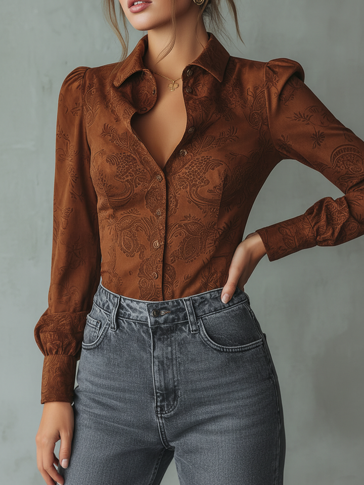Eco suede paisley blouse back view
