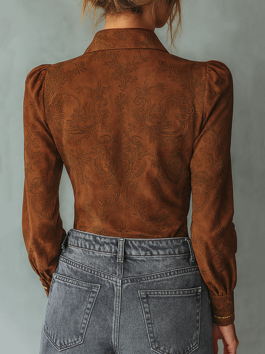 Paisley suede blouse side view