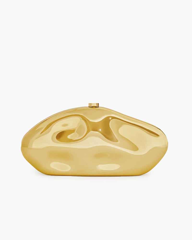 Glamorous Evening Sculptural Metallic Clutch Bag