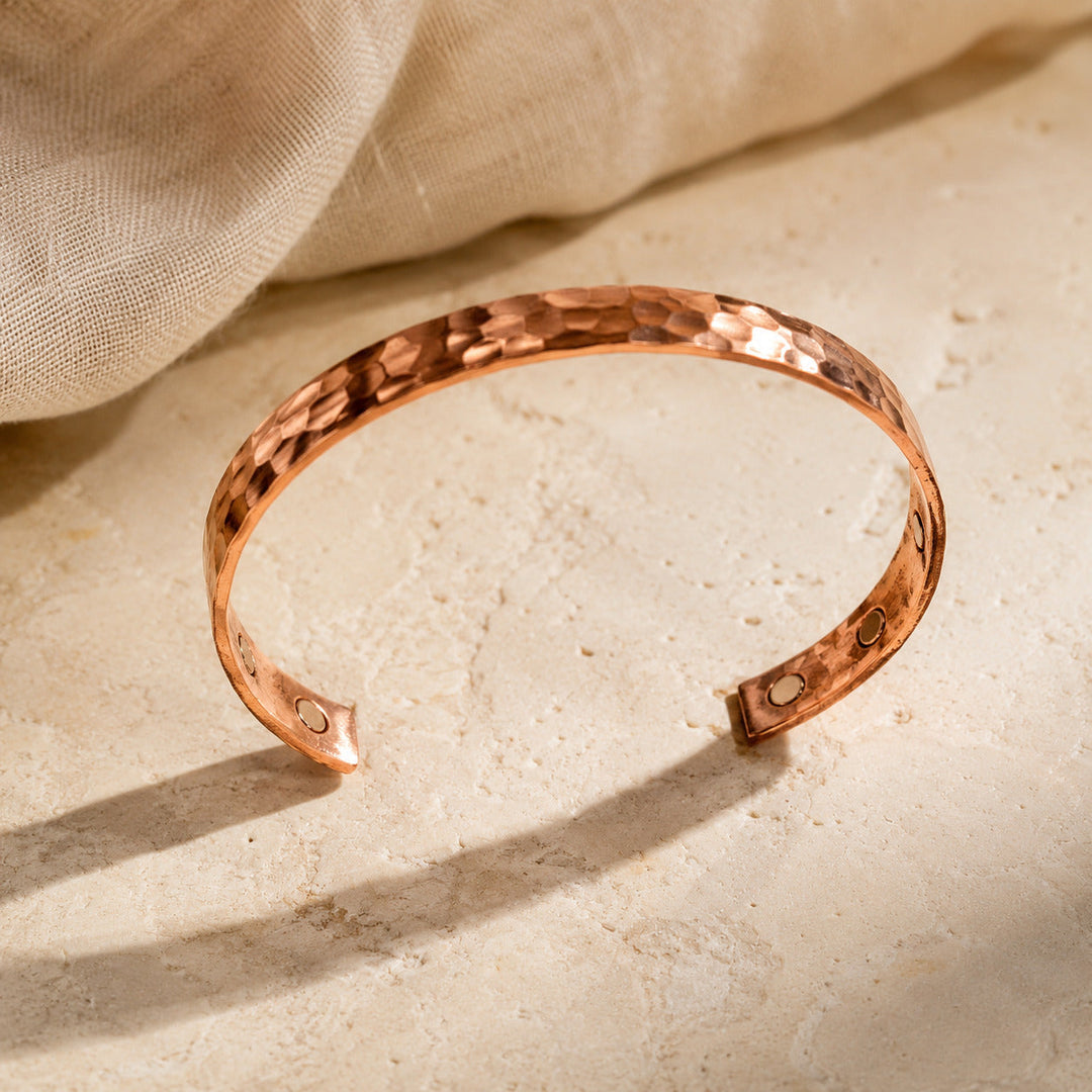 Ashwell Terra hammered copper bracelet, close-up detail