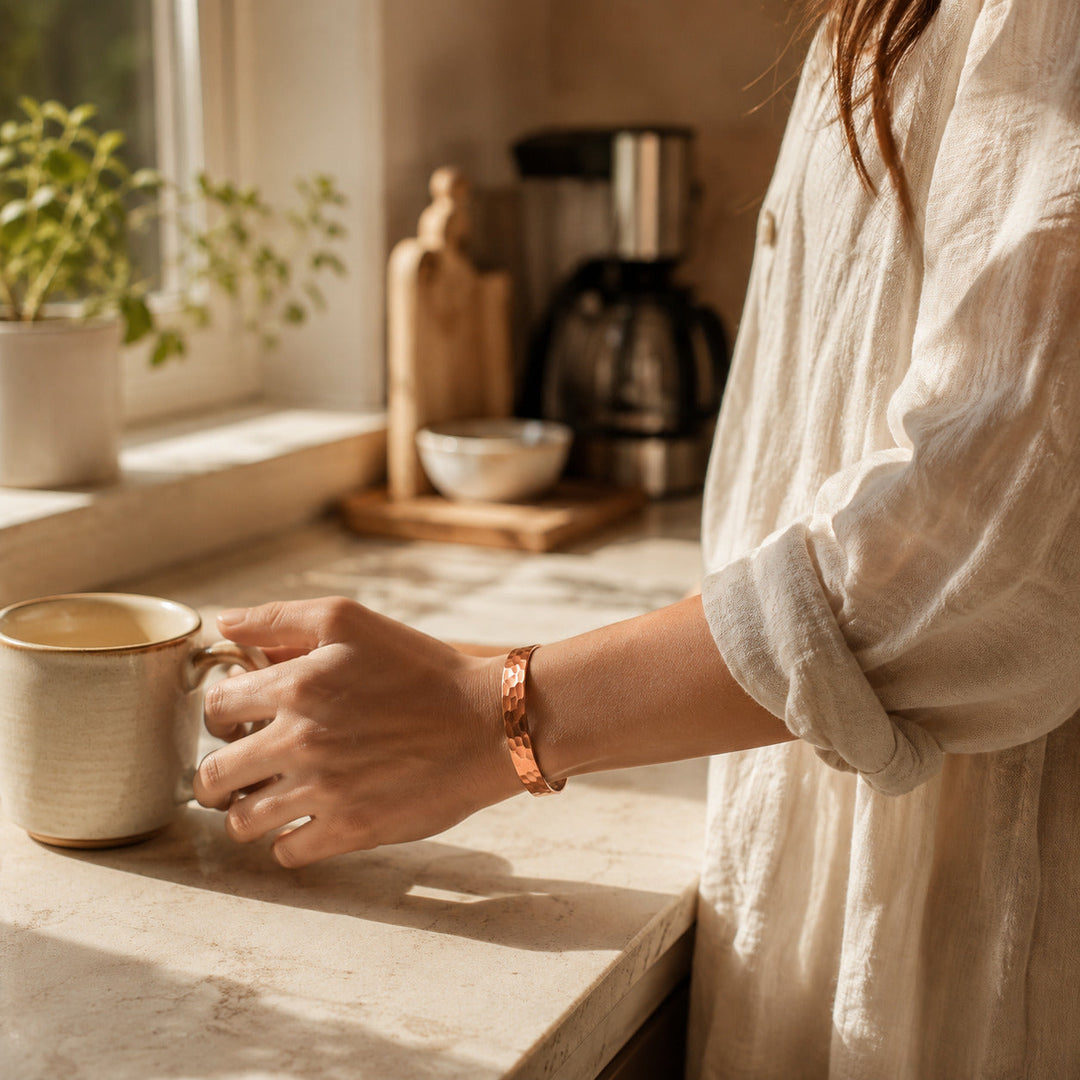 Ashwell Terra hammered copper bracelet, product photo