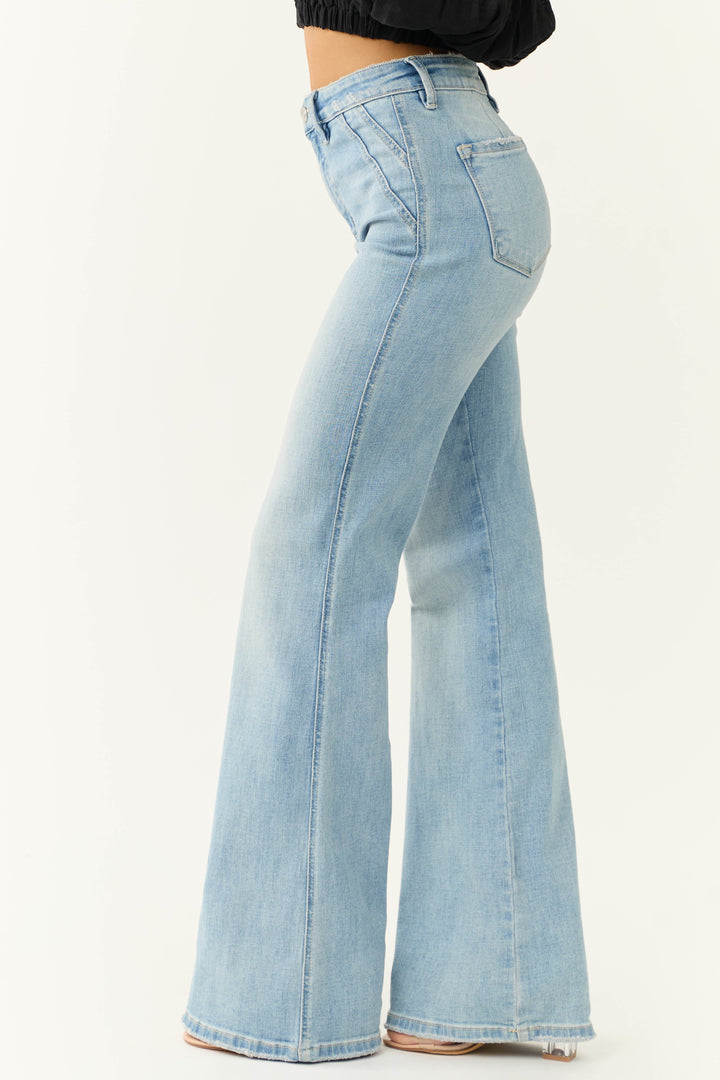 Elara | Flared Legs in Light Blue