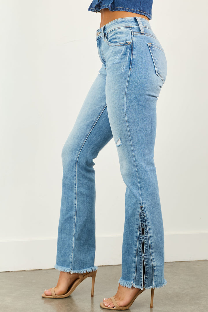 Lyanna | Flared Legs with Slits in Blue