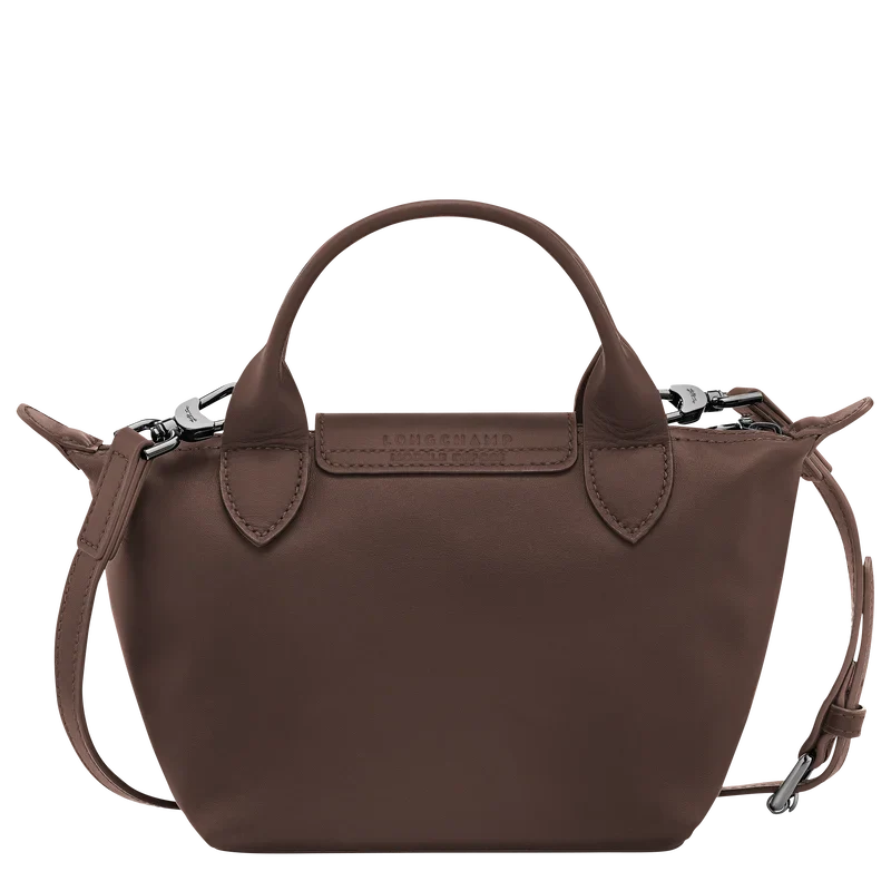 Longchamp Le Pliage Xtra XS Leather Top Handle Bag Mokka Dark Brown Back View