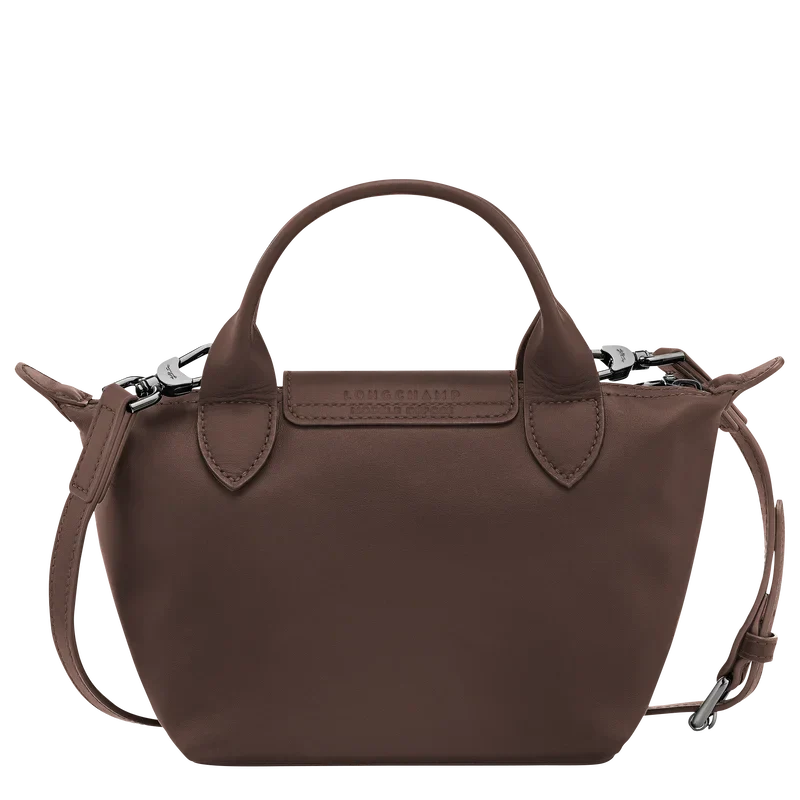 Longchamp Le Pliage Xtra XS Leather Bag Mokka dark brown back view