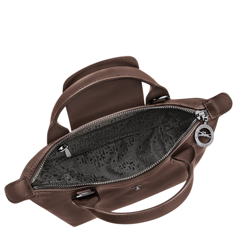 Longchamp Le Pliage Xtra XS Leather Bag Mokka dark brown interior detail