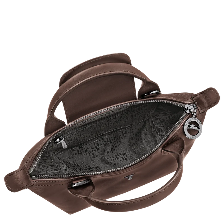 Longchamp Le Pliage Xtra XS Leather Bag Mokka dark brown interior detail
