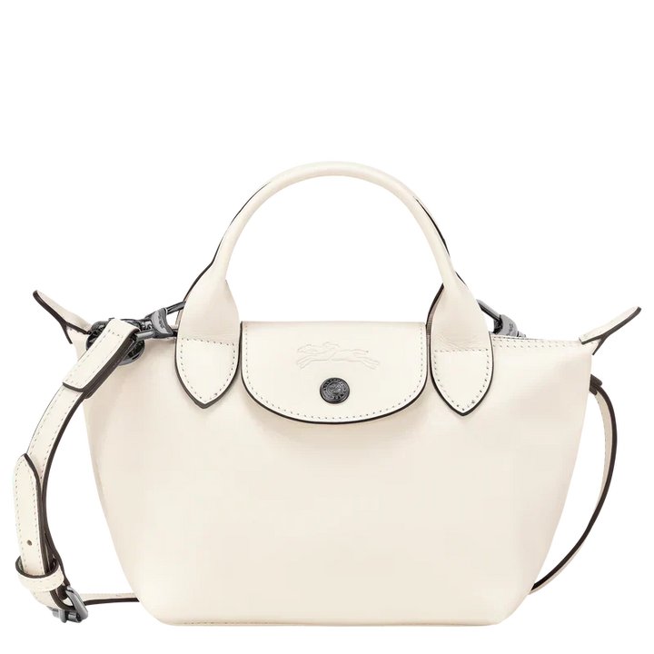 Longchamp Le Pliage Xtra XS Leather Top Handle Bag Ecru Ivory front view
