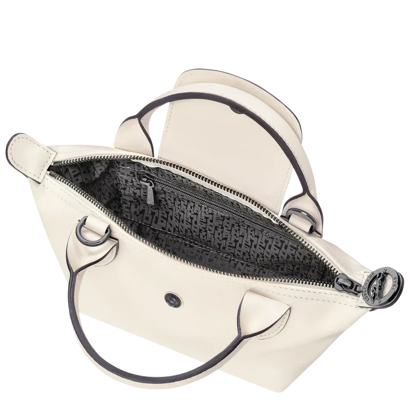 Longchamp Le Pliage Xtra XS Leather Bag Ecru ivory interior zip pocket