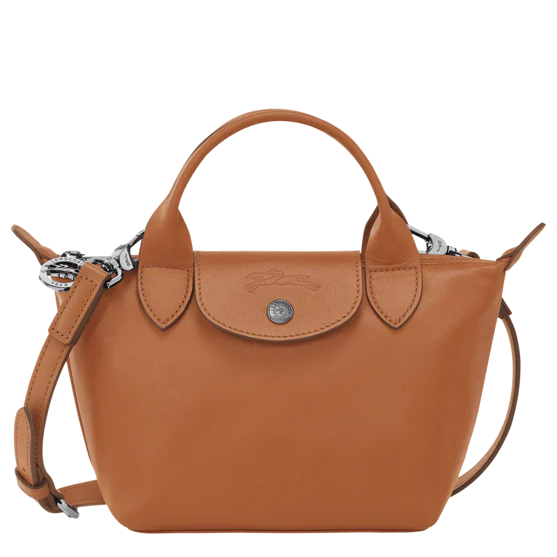 Longchamp Le Pliage Xtra XS Leather Top Handle Bag Cashew Orange Brown
