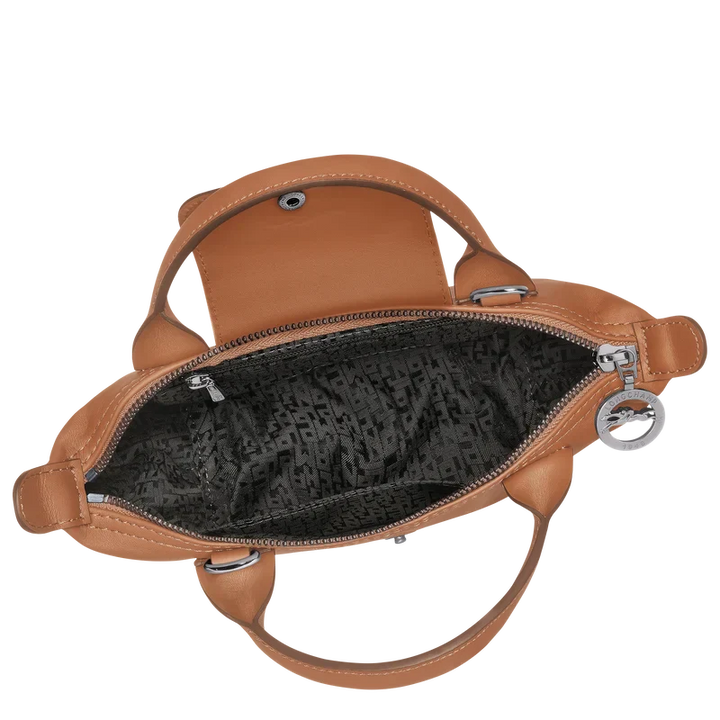 Longchamp Le Pliage Xtra XS Leather Bag Cashew orange-brown interior detail
