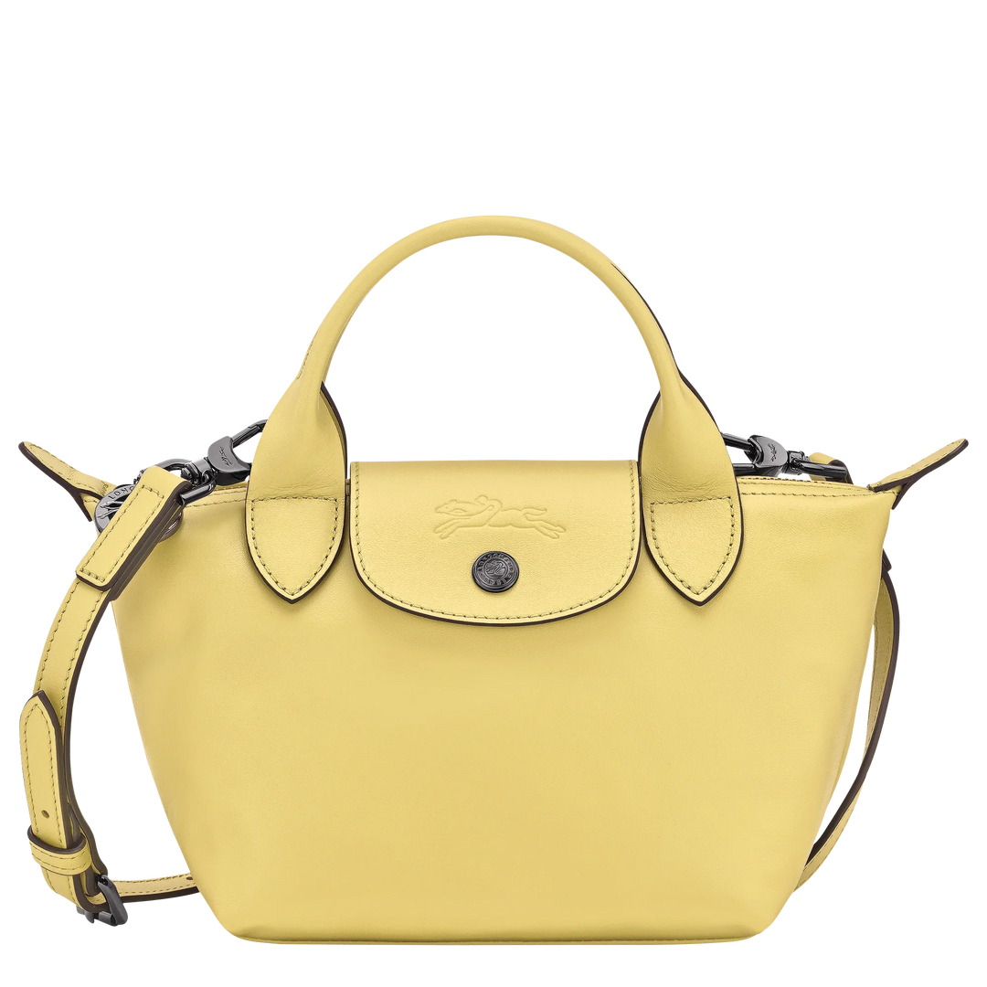 Longchamp Le Pliage Xtra XS Leather Top Handle Bag Lime Lemon Yellow