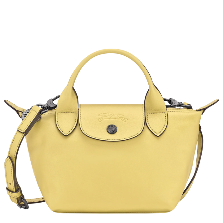 Longchamp Le Pliage Xtra XS Leather Top Handle Bag Lime Lemon Yellow
