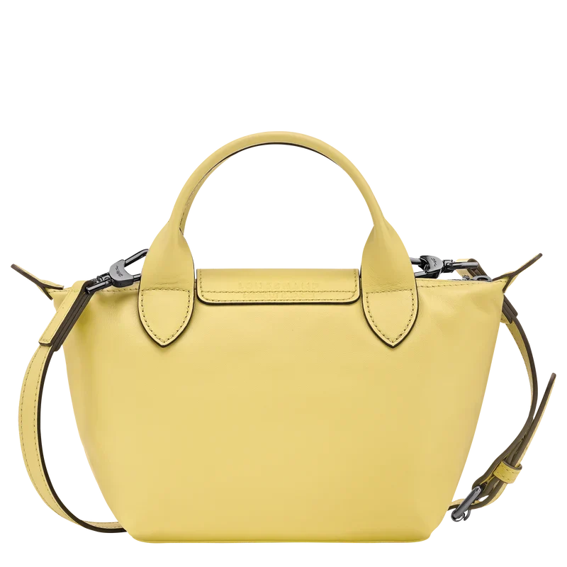 Longchamp Le Pliage Xtra XS Leather Top Handle Bag Lime Lemon Yellow Back View
