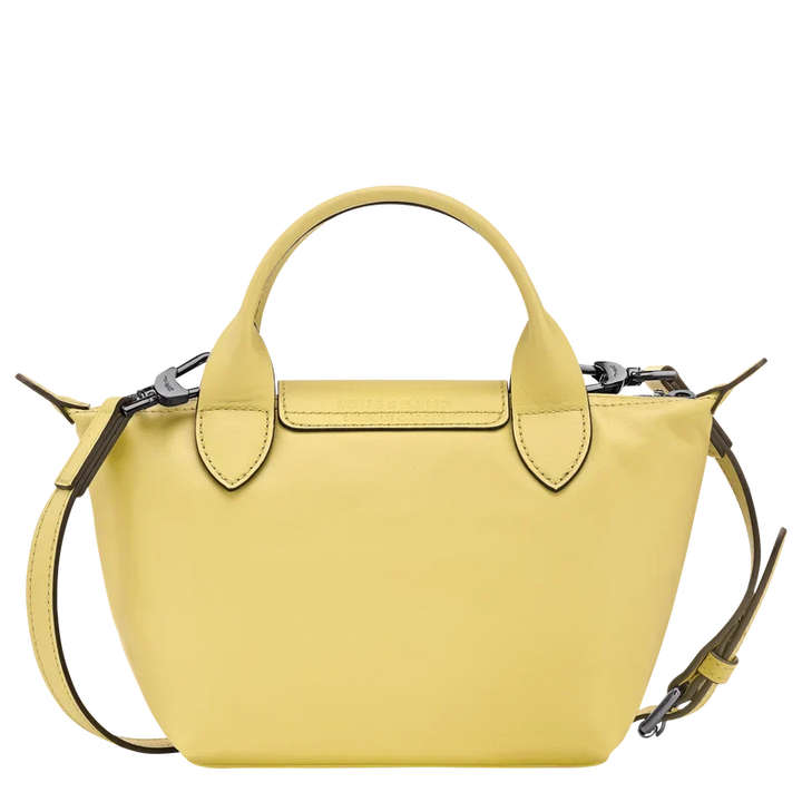 Longchamp Le Pliage Xtra XS Leather Top Handle Bag Lime Lemon Yellow Back View