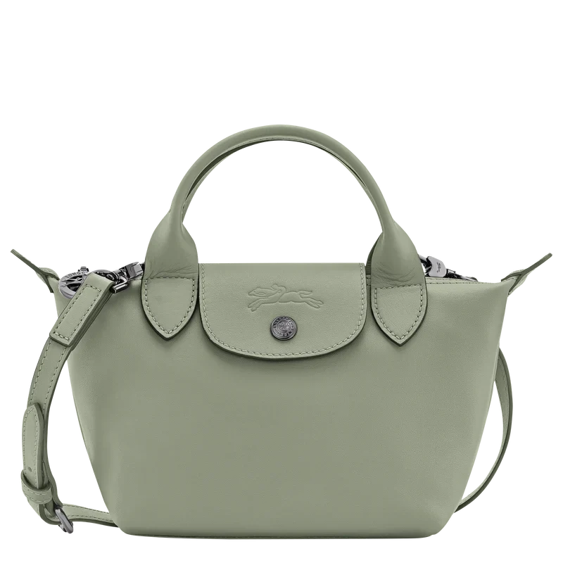 Longchamp Le Pliage Xtra XS Leather Top Handle Bag Tundra Sage Green