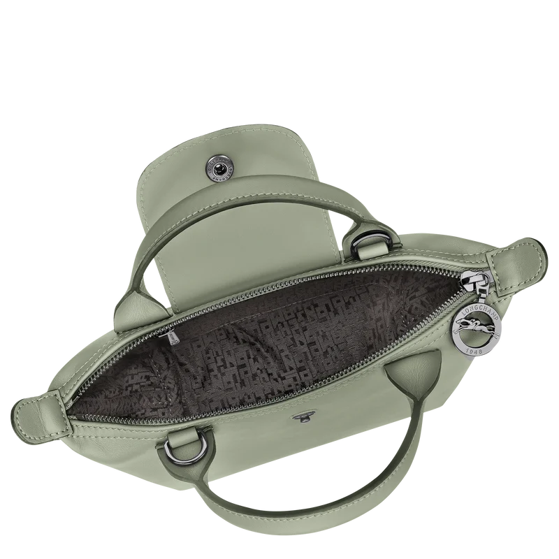 Longchamp Le Pliage Xtra XS Leather Top Handle Bag Tundra Sage Green Interior Detail