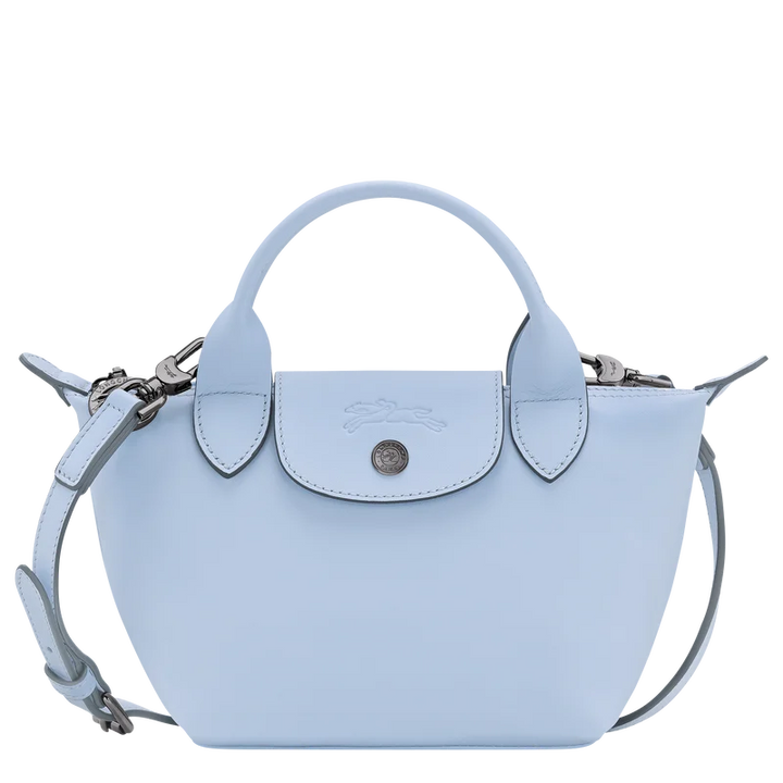 Longchamp Le Pliage Xtra XS Leather Top Handle Bag Wave Light Blue