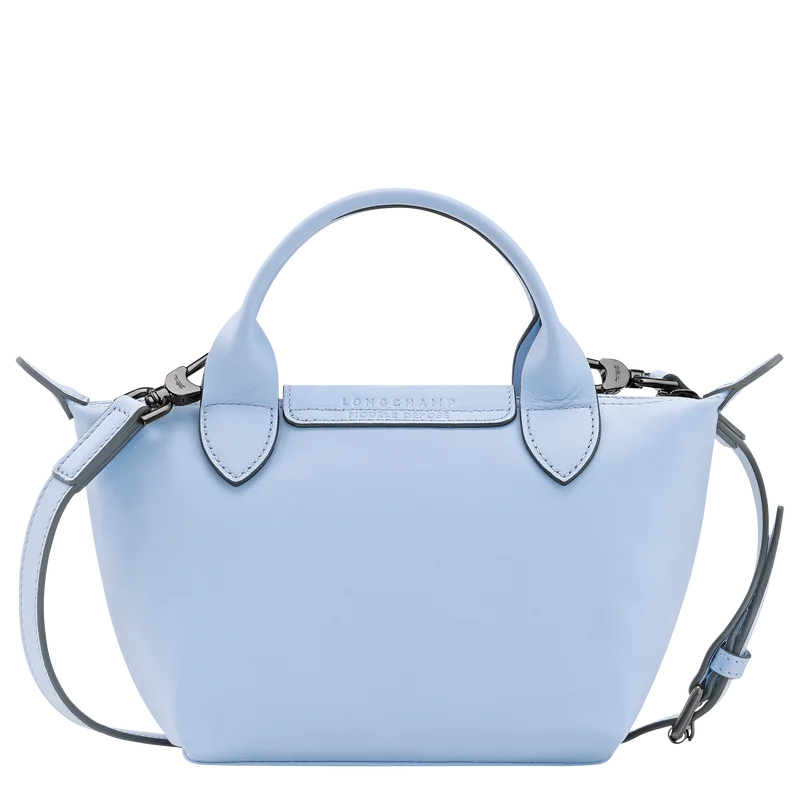 Longchamp Le Pliage Xtra XS Leather Top Handle Bag Wave Light Blue Back View