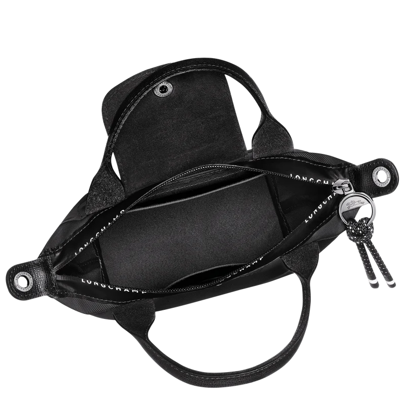 Longchamp Le Pliage Energy XS Black Handbag interior view showing two flat pockets