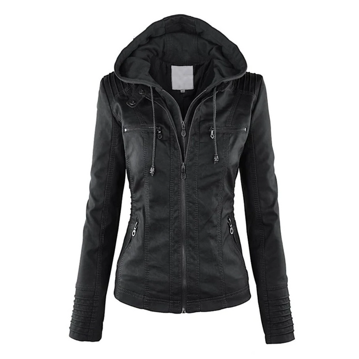 Ysolde | Leather Hooded Jacket