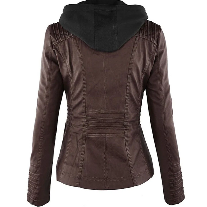Ysolde | Leather Hooded Jacket