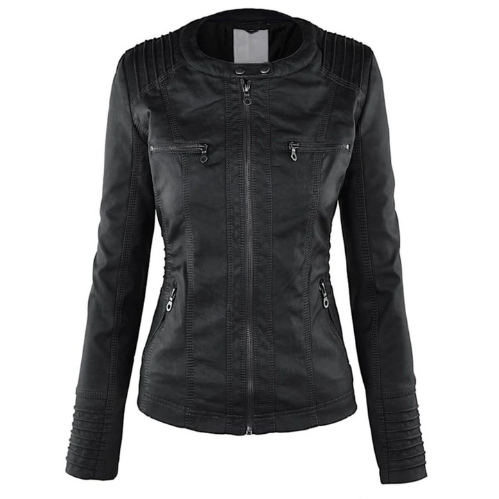 Ysolde | Leather Hooded Jacket