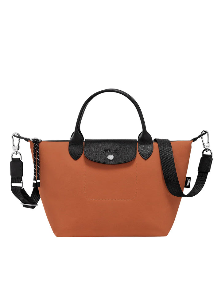 Longchamp Le Pliage Energy Small Sienna Crossbody Bag front view – warm sienna orange ECONYL recycled nylon