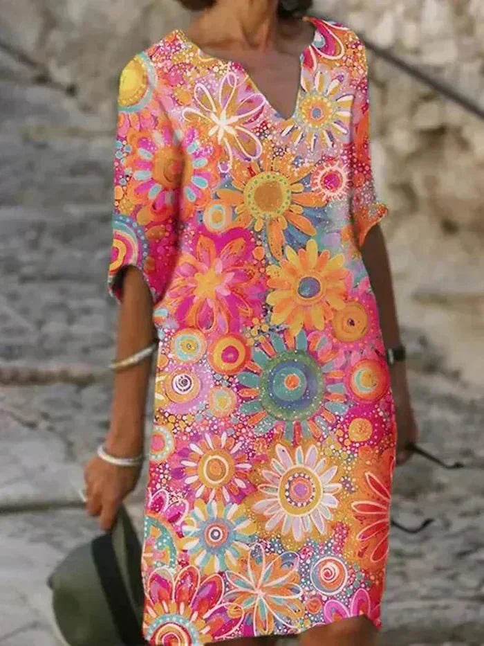 Nira Boho Midi Dress — back view