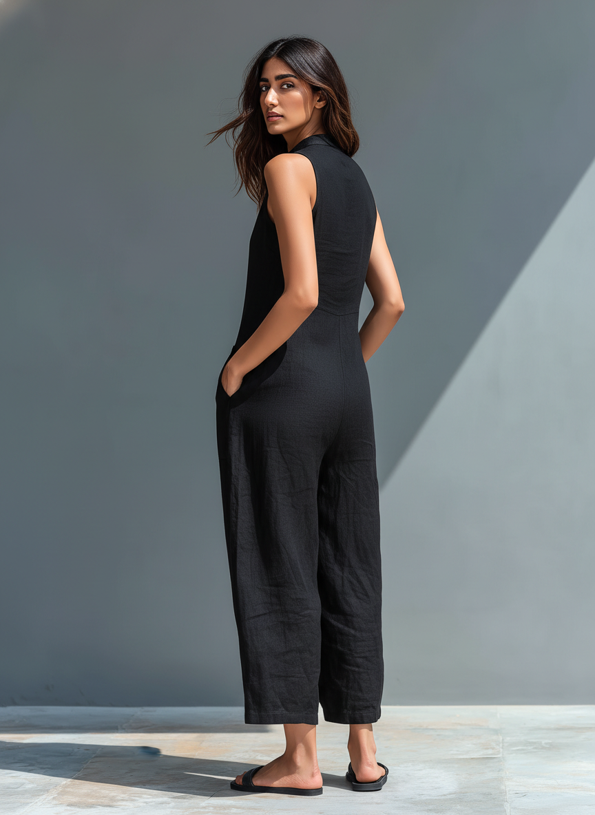 Black Sleeveless Jumpsuit — alternate view