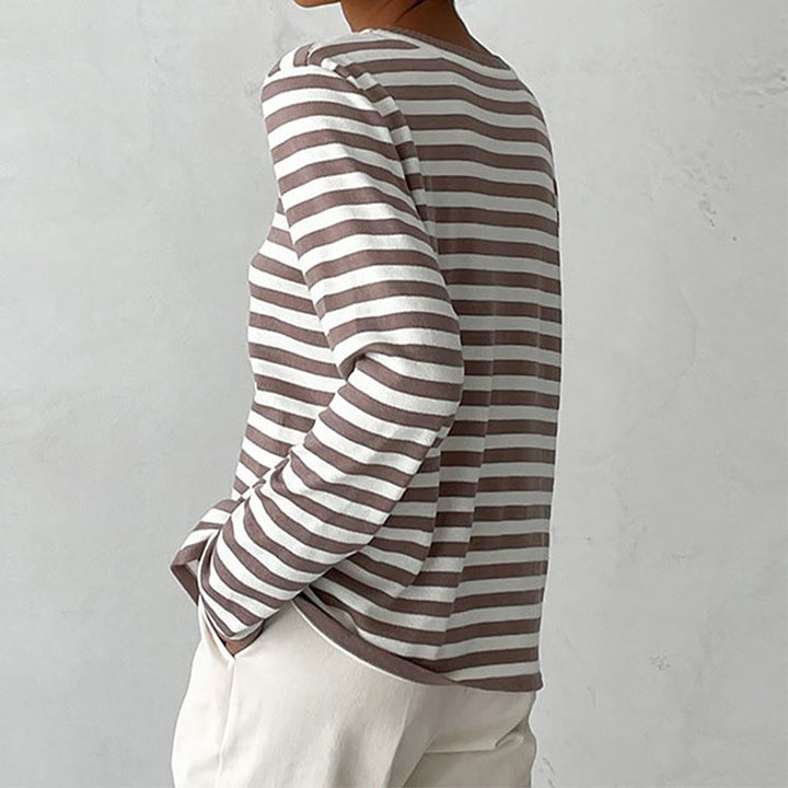 Grace Elegant Striped Shirt — back view