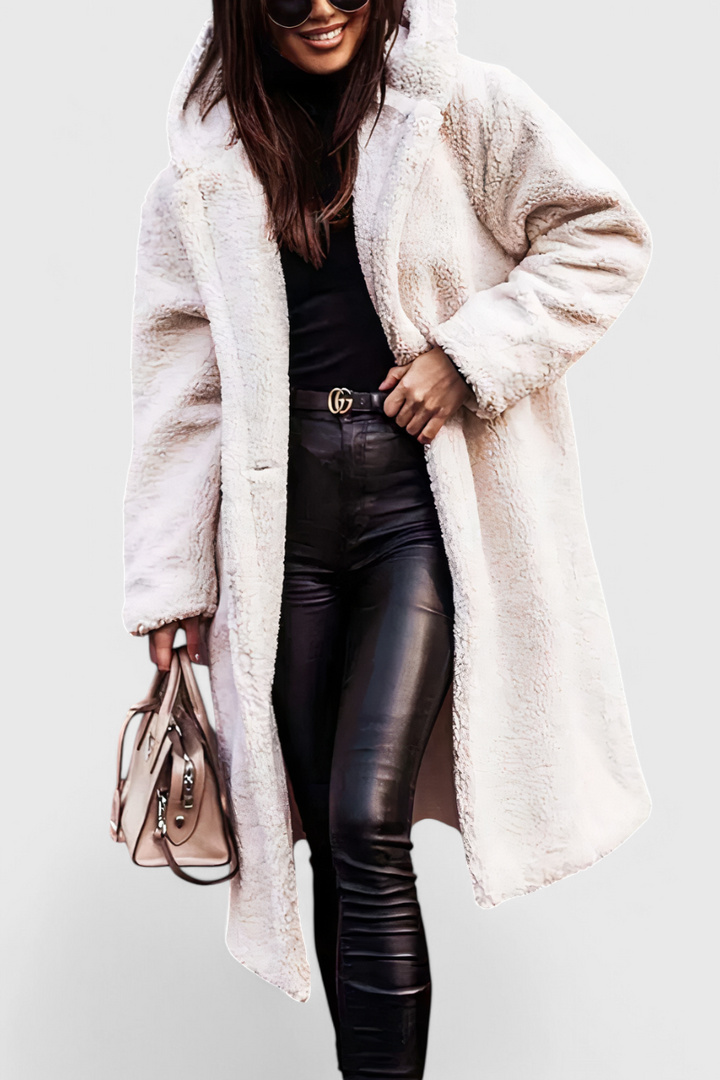 Mila casual cut long coat pocket detail