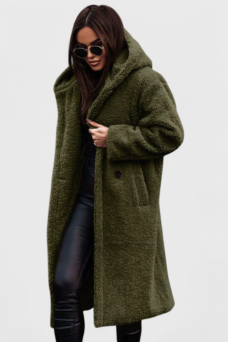 Mila casual long coat open silhouette view