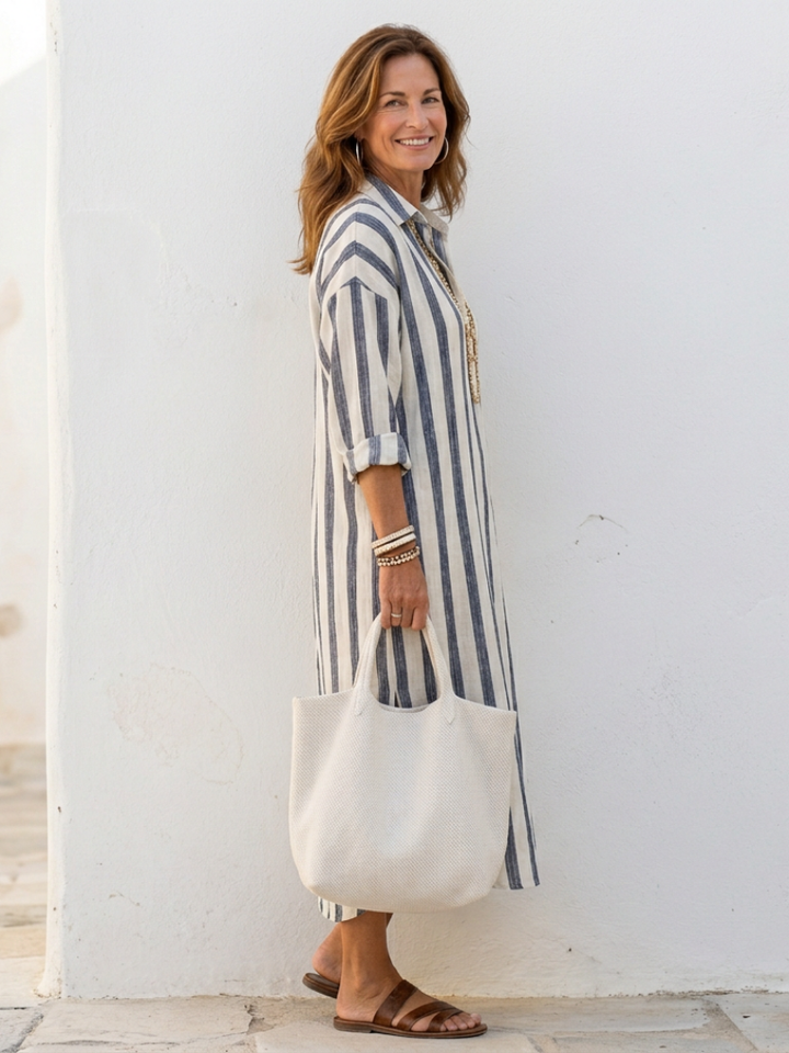 Nadia Midi Shirt Dress — back view