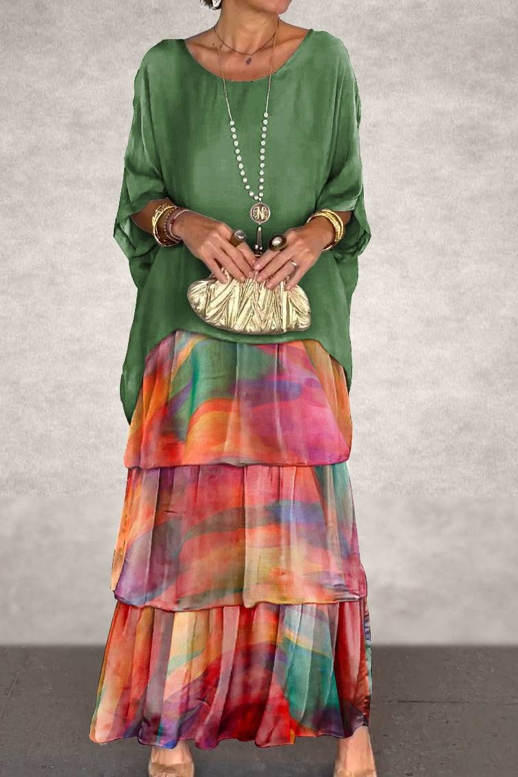 Judith Green Orange Chiffon Dress — front view