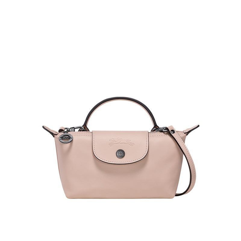 Longchamp Mini Leather Bag Pink — front view