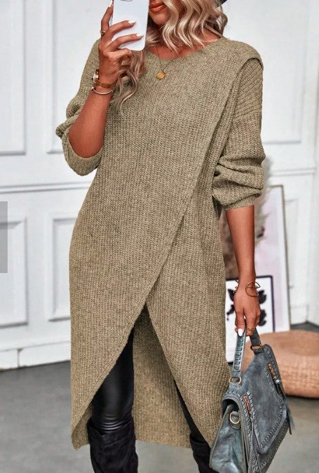 Addison Comfortable Irregular Style Sweater Dress — product view